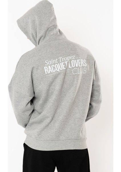 Racquet Lover Oversize Hoodie Erkek - Gri modelleri