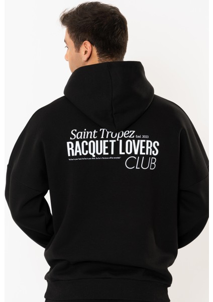 Racquet Lover Oversize Hoodie Erkek - Siyah