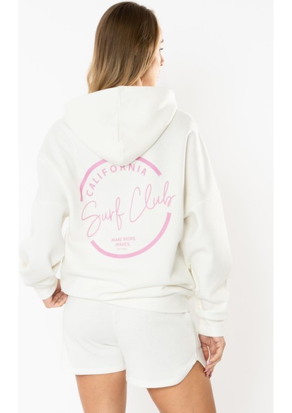 Surf Oversize Hoodie Kadın - Ekru fiyatları