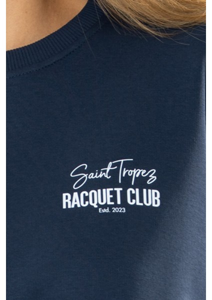 Racquet Club Oversize Sweatshirt Kadın - Lacivert indirimleri