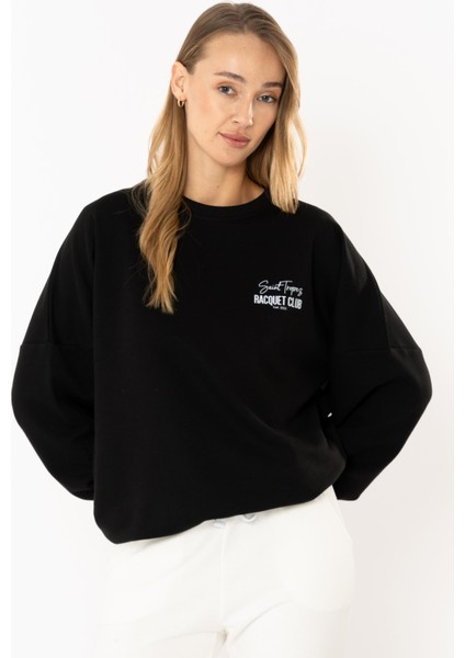 Racquet Lover Oversize Sweatshirt Kadın - Siyah