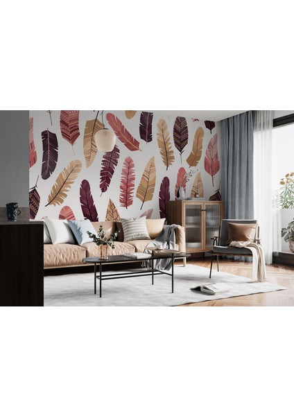 Bohem Duvar Resmi, Pastel Renkli Kuş Tüyleri Duvar Kağıdı fiyatları