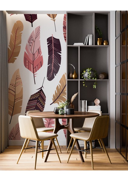 Bohem Duvar Resmi, Pastel Renkli Kuş Tüyleri Duvar Kağıdı fırsatları