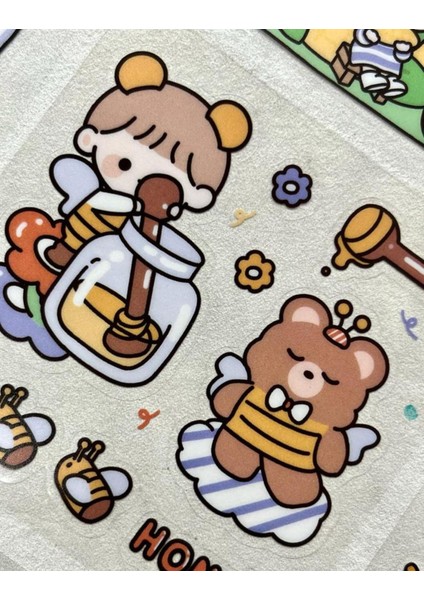 Sevimli Kız ve Arkadaşları Paket Turuncu Sticker Set / Çıkartma / Defter Süsleme/ Bullet Journal