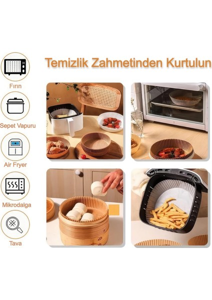 Airfryer Pişirme Kağıdı Her Modele Uygun Yapışmaz Gıda  Pişirme Kağıdı Yuvarlak Tabak Model 50 Adet