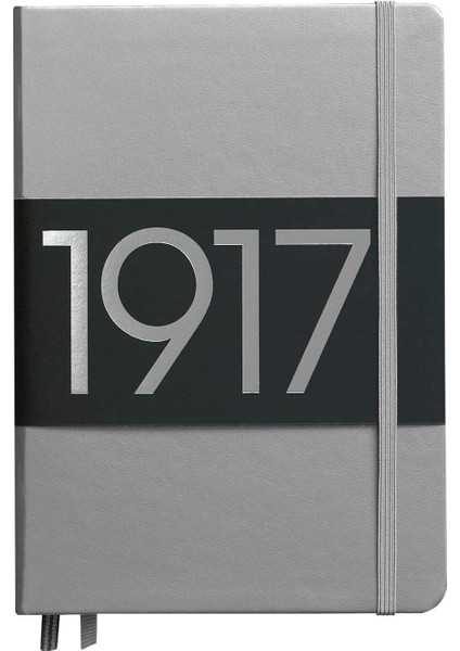 Leuchttrum 1917 Medium(A5) Sert Kapak, 251 Numaralandırılmış Noktalı Sayfa Defter Silber 355678