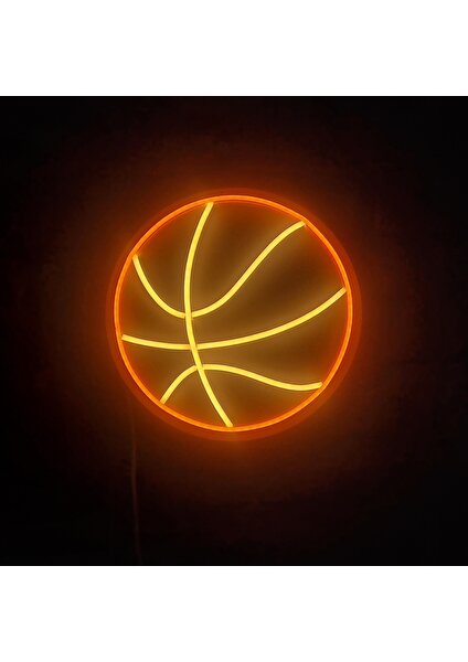 Ürün Adı: Basketbol Topu Neon LED Duvar Aydınlatması - 28X28 cm