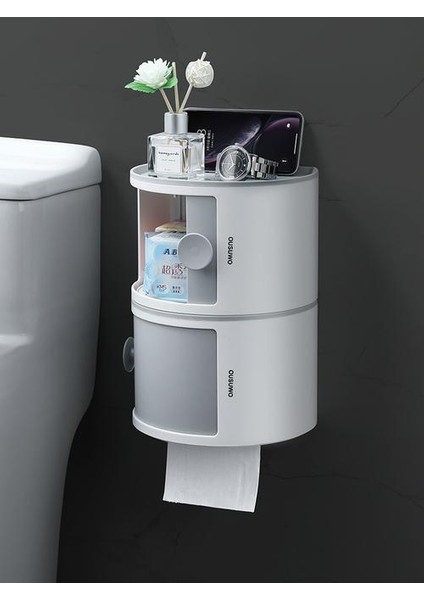 Tuvalet Dokusu Boxtoilethouse Depolama Rulo Kağıt Tutucu Delikli Duvar Asılı Raf Çok Fonksiyonlu Lamine Su Geçirmez | Kağıt Tutucular (Gri) (Yurt Dışından)