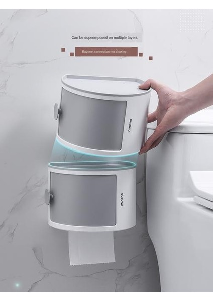 Tuvalet Dokusu Boxtoilethouse Depolama Rulo Kağıt Tutucu Delikli Duvar Asılı Raf Çok Fonksiyonlu Lamine Su Geçirmez | Kağıt Tutucular (Gri) (Yurt Dışından)
