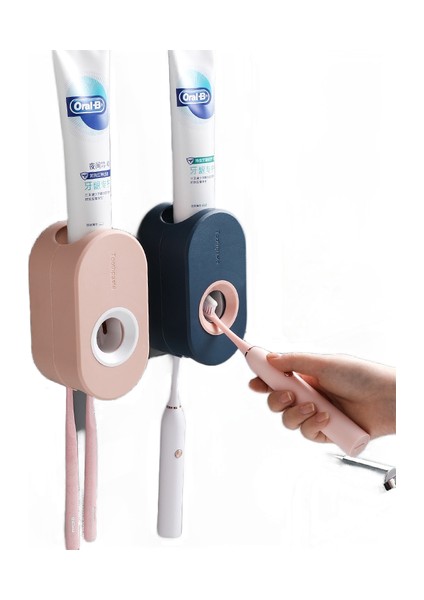 2 Parça Otomatik Diş Macunu Diş Fırçası Tutucu Plastik Elektrikli Diş Fırçası Tutucu Duvara Montaj Accessori Banyo Malzemeleri (Yurt Dışından)