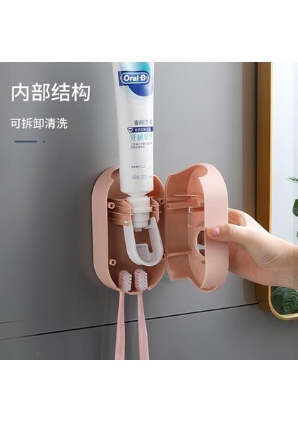 2 Parça Otomatik Diş Macunu Diş Fırçası Tutucu Plastik Elektrikli Diş Fırçası Tutucu Duvara Montaj Accessori Banyo Malzemeleri (Yurt Dışından)