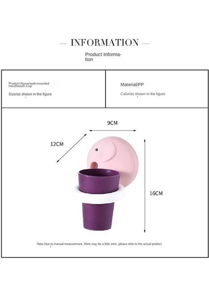 Plastik Diş Fırçası Tutucu, Banyo Duvara Monte Diş Fırçası Tutucu Için Uygun Delme Olmadan Karikatür Fil Deseni (Yurt Dışından)
