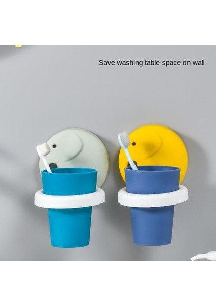 Plastik Diş Fırçası Tutucu, Banyo Duvara Monte Diş Fırçası Tutucu Için Uygun Delme Olmadan Karikatür Fil Deseni (Yurt Dışından)