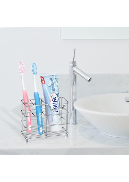 Bölme Paslanmaz Çelik Kafes Kalem Tutucu Saklama Rafı, Banyo Otel Diş Macunu Diş Fırçası Tutucu (Yurt Dışından)