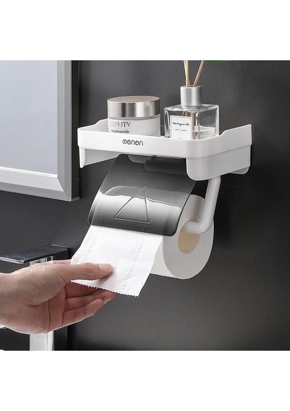 Su Geçirmez Yumruksuz Kendi Yapışkanlı Banyo Rulo Tutucu, Mutfak Tuvalet Rafı (Yurt Dışından)