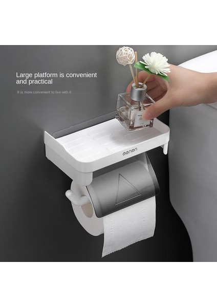 Su Geçirmez Yumruksuz Kendi Yapışkanlı Banyo Rulo Tutucu, Mutfak Tuvalet Rafı (Yurt Dışından)