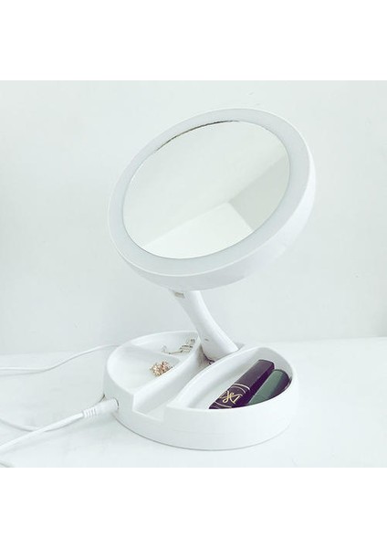 Işık Katlanır Ayna Dikey Çift Taraflı Dolgu Işığı ile Taşınabilir LED Kozmetik Ayna Masaüstü (Yurt Dışından) fırsatları