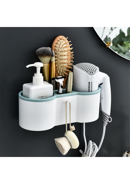 Plastik Saç Kurutma Rafı, Banyo Tuvalet Duvarı Monte Çift Portlu Saç Kurutucu Rafı Için Uygun Delme Yok (Yurt Dışından) modelleri