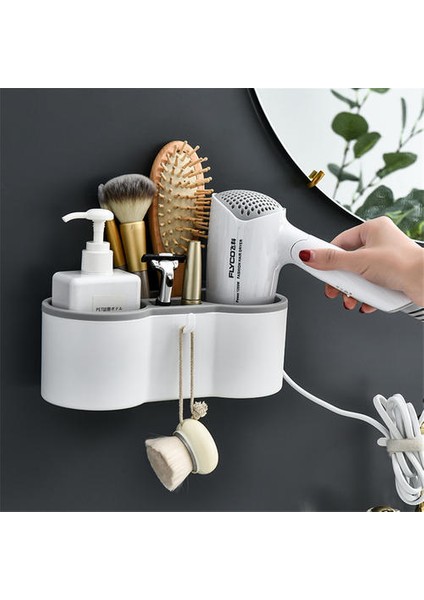 Plastik Saç Kurutma Rafı, Banyo Tuvalet Duvarı Monte Çift Portlu Saç Kurutucu Rafı Için Uygun Delme Yok (Yurt Dışından) fırsatları