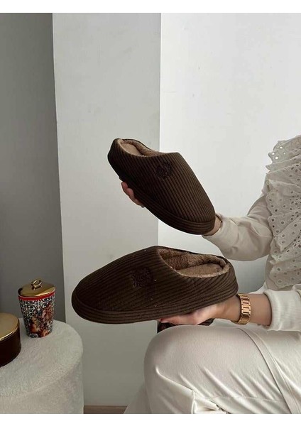 Nakışlı Kadife Erkek Önü Kapalı Kışlık Terlik Günlük Ev Içi Terlik Çeyiz Bohça