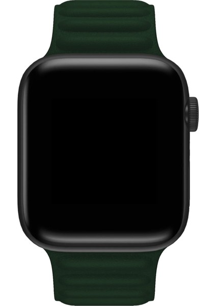 Watch 2 3 4 5 6 7 8 9 Se 38 40 41MM Uyumlu Broad Deri Kordon Dark Green modelleri