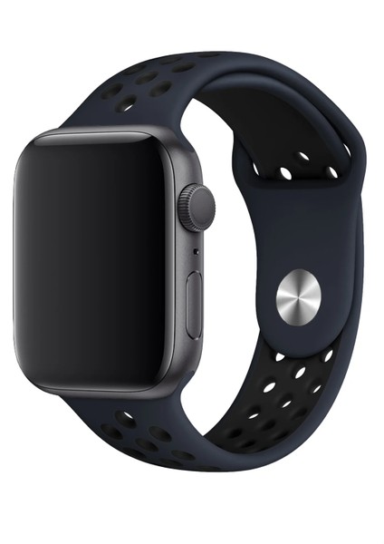 Watch 2 3 4 5 6 7 8 9 Se 42 44 45 49MM Uyumlu Delikli Spor Silikon Kordon Darkblue fiyatları