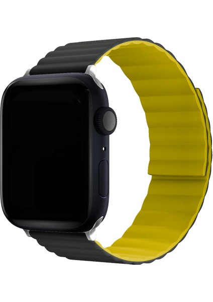 Watch 2 3 4 5 6 7 8 9 Se 38 40 41MM Uyumlu Lenient Silikon Kordon Gray Yellow