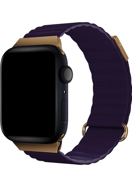 Watch 2 3 4 5 6 7 8 9 Se 42 44 45 49MM Uyumlu Mıknatıslı Deri Kordon Mor fiyatları