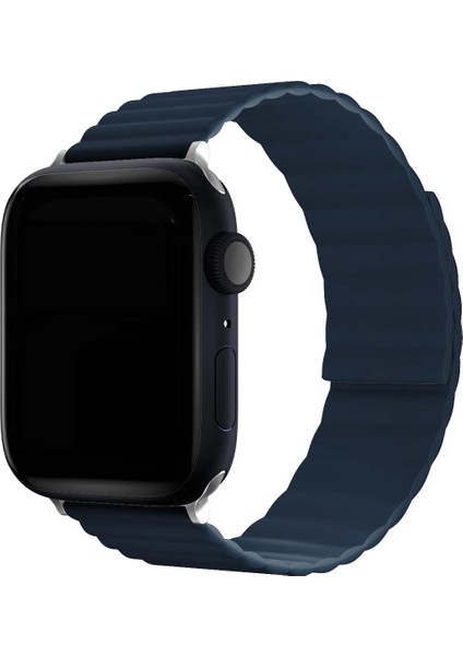 Watch 2 3 4 5 6 7 8 9 Se 38 40 41MM Uyumlu Lenient Silikon Kordon Dark Blue