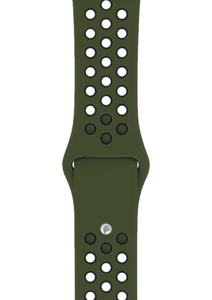 Watch 2 3 4 5 6 7 8 9 Se 38 40 41MM Uyumlu Delikli Spor Silikon Kordon Khaki