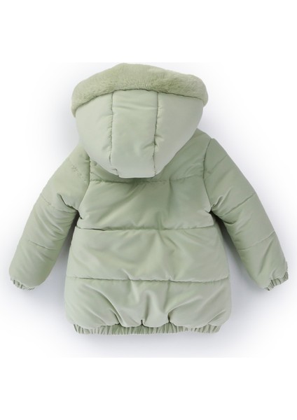 Trend Sevimli Baby Oyuncak Ayı Içi Kürklü Soft Kumaş Cepli Varaklı Kapüşonlu Kışlık Kaban-Mont