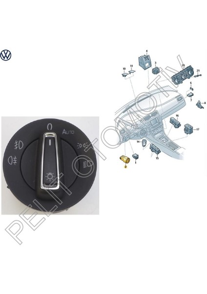 Polo Sis Far Anahtarı 5G0941431BDWZU (2018-2024) fiyatları