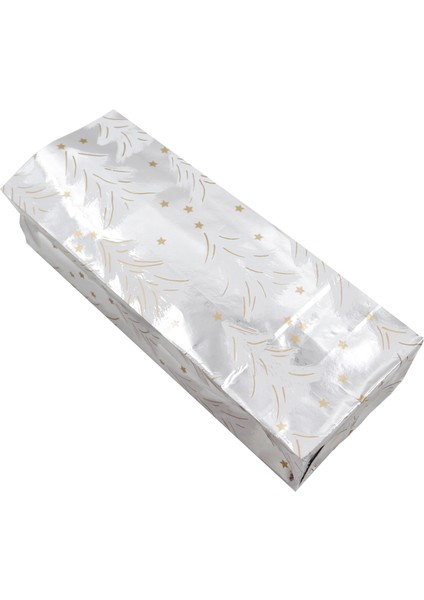 Yılbaşı Temalı Metalik Gümüş Kese Kağıdı 8X20X5 cm 10 Adet Model:19 indirimleri