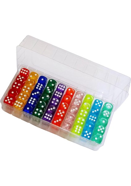 100 Parça 6 Taraflı Zar Seti Yarı Saydam Akrilik Zar 14MM Matematik Öğrenme Için (Yurt Dışından)