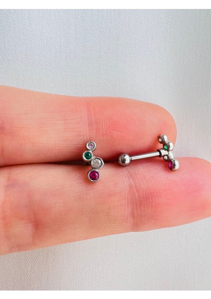 Çelik Multicolor Kıkırdak Helix Tragus Piercing