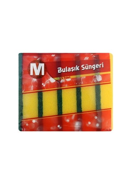 Bulaşık Süngeri - Düz 5'li ( 1 Adet )
