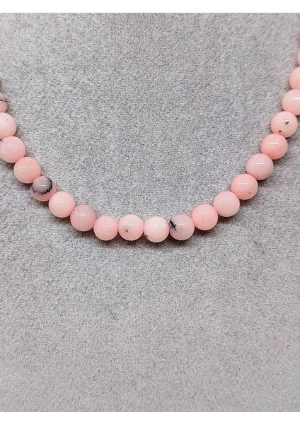 Pembe Siyah Opal Taşı Kolye 8mm (Sabit Klipsli) fiyatları