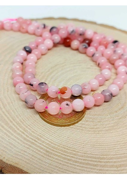 Pembe Siyah Alacalı Opal Taşı Dizi 6mm fiyatları