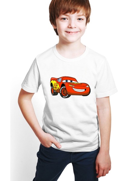 Cars Baskılı Unisex Çocuk Tişört H03