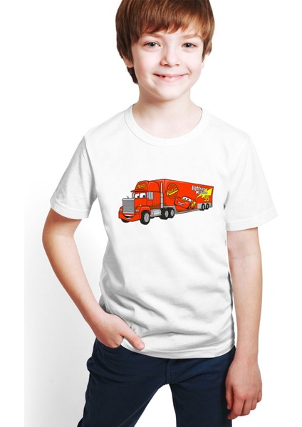 Cars Baskılı Unisex Çocuk Tişört H04