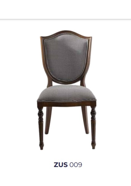 Sandalye 19 Zus009 Klasik Model Kayın Retro Torna Ayak Kareli Desen Kumaş El Yapı