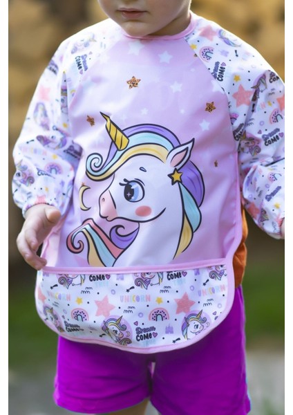 Sıvı Geçirmez 3 Adet Unicorn Kuğu Ayıcık Desen Bebek Mama Önlüğü 0-2 Yaş