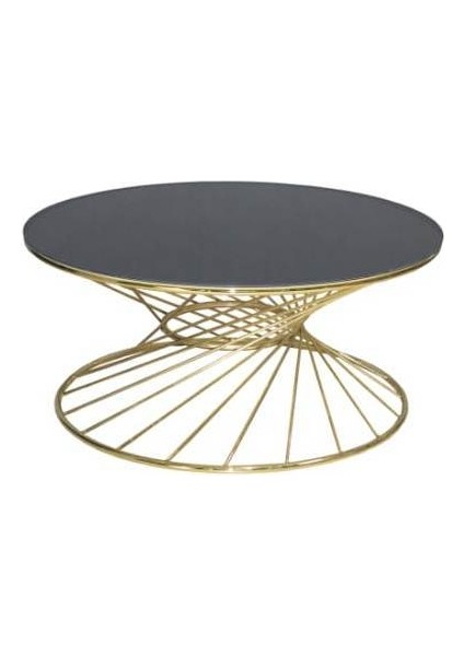 Brc Orta Sehpa Rivoli Model Siyah Temper Cam Gold Renk Kaplama Metal Ayak Elyapım