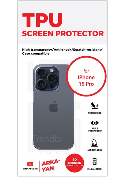 iPhone 15 Pro Arka ve Yan Koruyucu Tpu Film