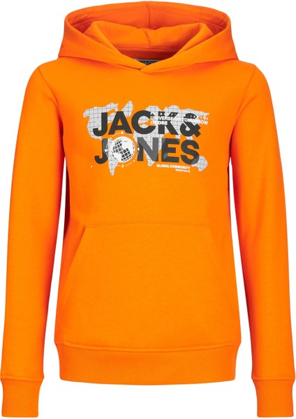 Jack & Jones Baskılı Erkek Çocuk Turuncu Sweatshırt Jcodust Sweat Hood Sn Jnr