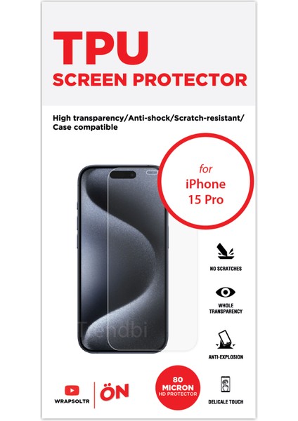 iPhone 15 Pro Ekran Koruyucu Tpu Film