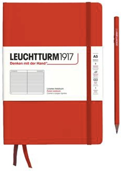 Leuchttrum 1917 Medium(A5) Sert Kapak, 251 Numaralandırılmış Noktalı Sayfa Defter Fox Red 367250