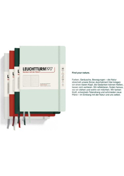 Leuchttrum 1917 Medium(A5) Sert Kapak, 251 Numaralandırılmış Noktalı Sayfa Defter Fox Red 367250