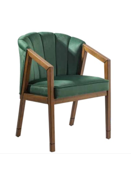 Sandalye Zus158 Midye Model Tam Kolçak Kayın Ayak Ceviz Boya Baby Face Kumaş Yeşil El Yapım fiyatları