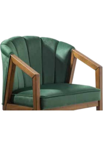 Sandalye Zus158 Midye Model Tam Kolçak Kayın Ayak Ceviz Boya Baby Face Kumaş Yeşil El Yapım modelleri